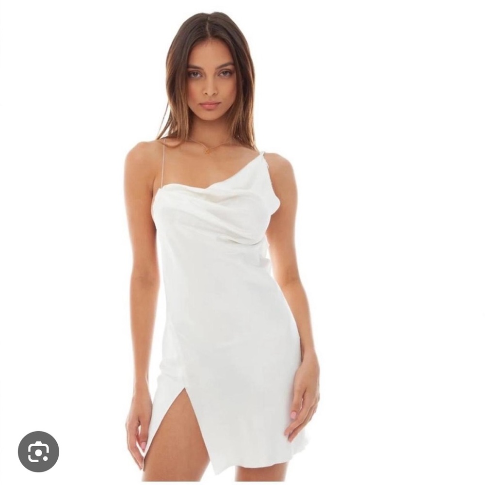 ARE YOU AM I Ninfa Silk White Mini Dress